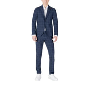 Mulish Costume homme bleu marine à carreaux en coton, coupe slim, avec pantalon assorti.
