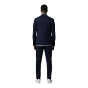 Mulish men blue cotton blend leopardi suit featuring a navy blue tailored design with subtle texture and v-neck lapel collar