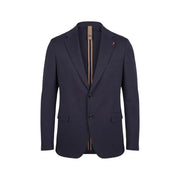 Mulish men blue cotton blend leopardi suit blazer with black buttons and subtle striped inner lining