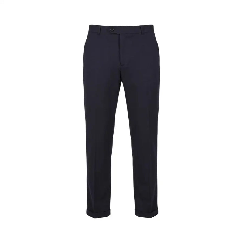 Dark navy wool trousers with sleek tailored fit and rolled cuffs from mulish men blue cotton blend leopardi suit