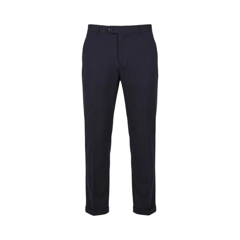 Dark navy wool trousers with sleek tailored fit and rolled cuffs from mulish men blue cotton blend leopardi suit