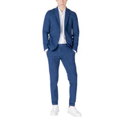 Mulish men blue pinstripe cotton suit slim fit with tailored fit made from lightweight fabric