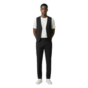 Mulish men suit black slim fit tailored waistcoat with sleek modern design and subtle button detailing in polyester viscose