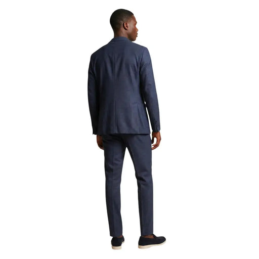 Mulish men suit blue v-neck lapel polyester blend giorgione-ab featuring navy blue tailored classic fit with subtle texture