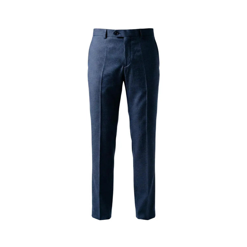 Navy blue textured wool trousers with subtle herringbone pattern and classic tapered fit from Mulish men suit GIORGIONE-AB
