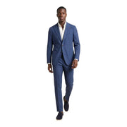 A tailored mulish men suit light blue pinstripe polyester carducci with fine vertical stripes and classic two-button design