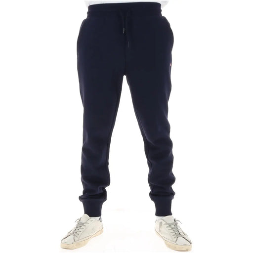Napapijri Pantalon de survêtement bleu marine foncé en coton pour homme, avec taille élastiquée à cordon et ourlets côtelés.