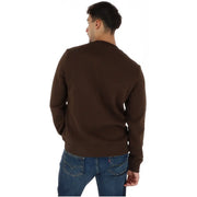 Napapijri men brown cotton crewneck sweatshirt with ribbed cuffs and hem for casual wear