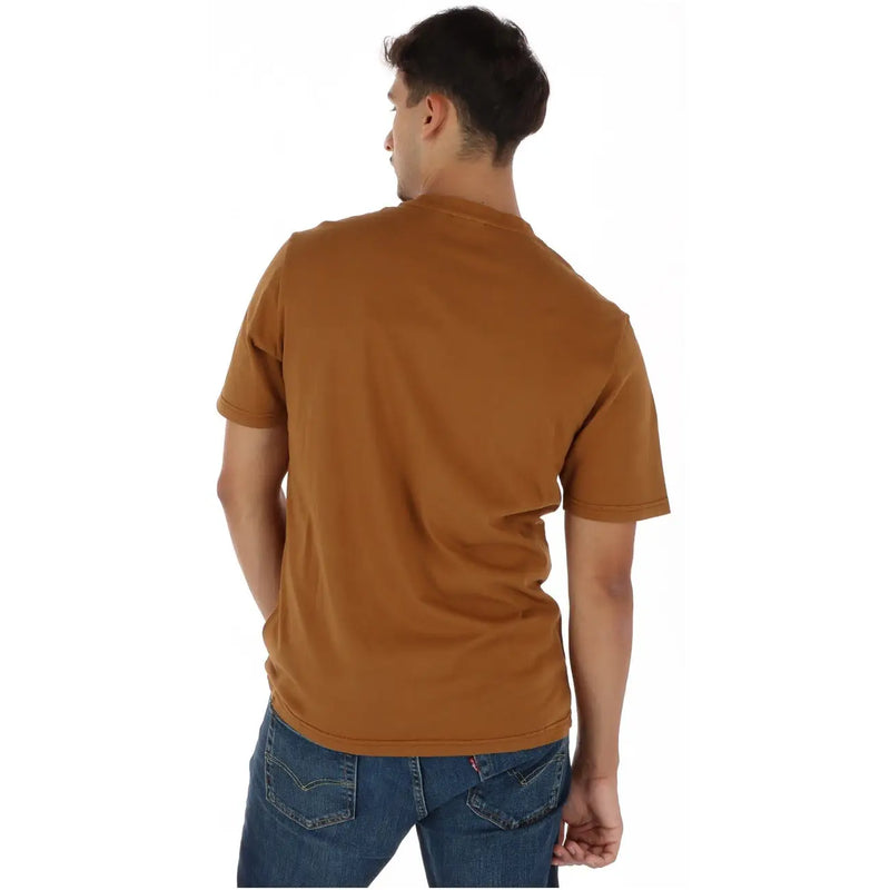 Napapijri men cotton t shirt camel round neck with short sleeves and subtle stitching details in a classic crew neck design