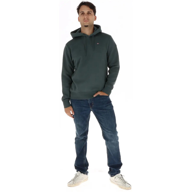 Napapijri Herren-Hoodie aus grüner Baumwolle mit dunkelgrünem Champion-Logo und kleinem Brustlogo