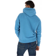 Napapijri Herren-Hoodie, hellblauer Baumwoll-Sweatshirt mit einfarbiger Kapuze und gerippten Bündchen und Saum