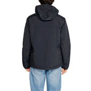 Napapijri men jacket black hooded with sleek water-resistant fabric subtle stitching and zip front pockets