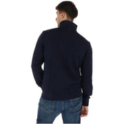 Napapijri Sweat-shirt homme bleu en coton à col roulé, bleu marine, col montant zippé, vue de face