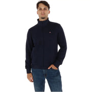 bleu marine Napapijri Veste polaire zippée pour homme, col roulé en coton et logo brodé sur la poitrine gauche