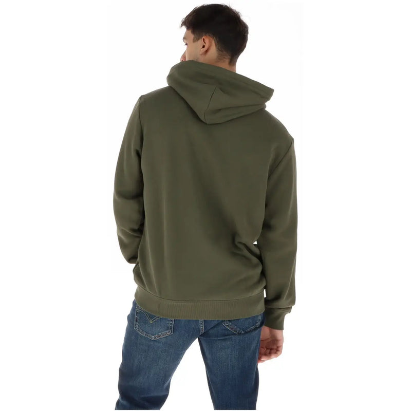 Napapijri Sweat-shirt homme vert olive à capuche, en coton et polyester, coupe décontractée et poignets côtelés.