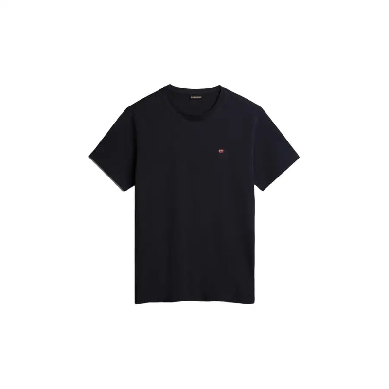 Napapijri men t-shirt black short-sleeved with small embroidered logo on left chest in cotton material