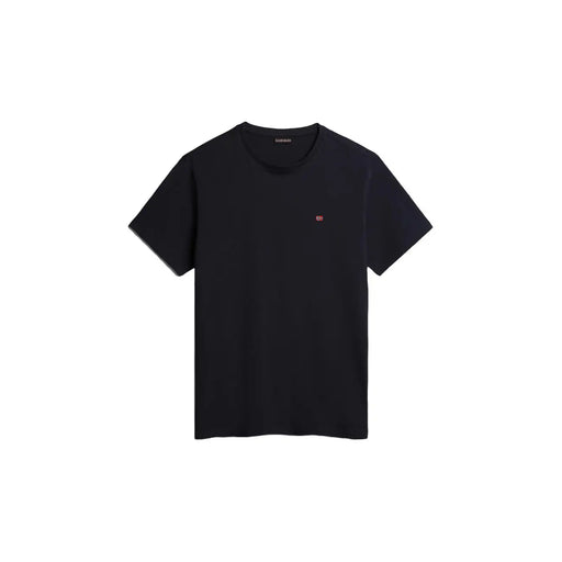 Napapijri men t-shirt black short-sleeved with small embroidered logo on left chest in cotton material