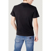Napapijri men t-shirt black short-sleeved crew neck with subtle textured fabric and no visible branding