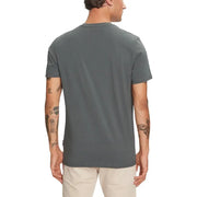 Napapijri Männer t-shirt mit dunkelgrauem, strukturiertem Stoff, kurzen Ärmeln und minimalistischem Rundhalsausschnitt