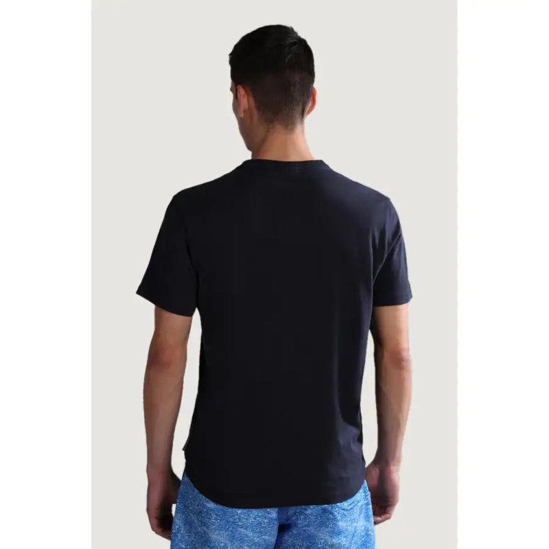 Napapijri men t-shirt black short-sleeved crew neck cotton casual wear visible from front side