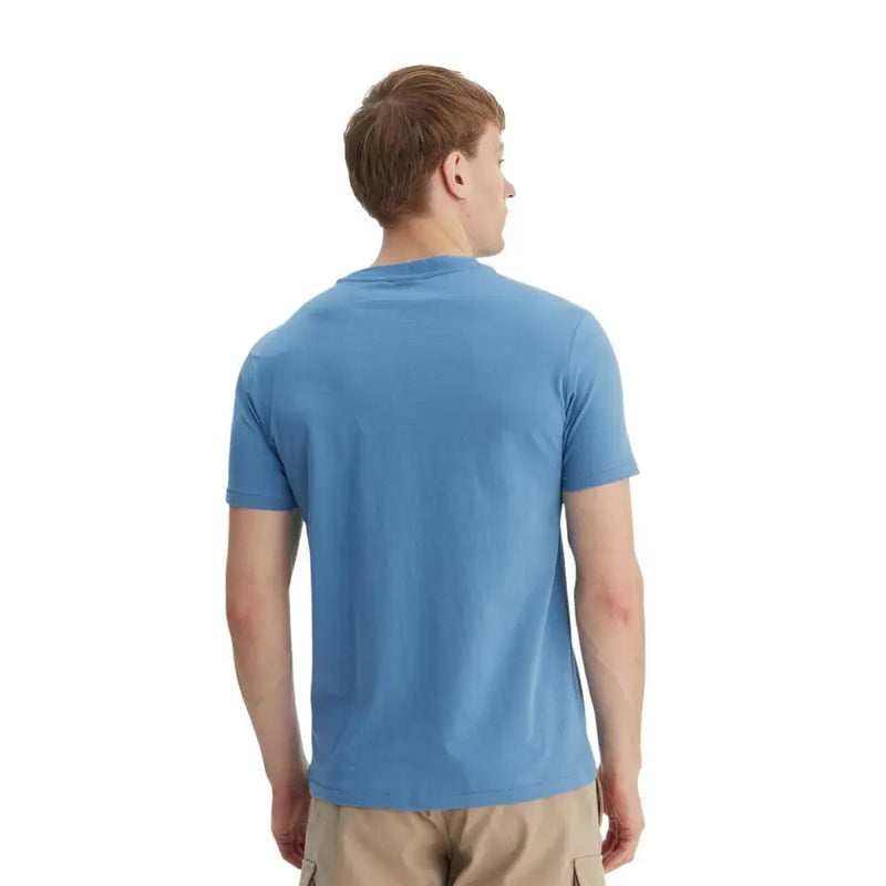Napapijri men t shirt light blue cotton short sleeve round neck solid color casual wear