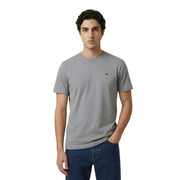Gris Napapijri T-shirt homme rouge à manches courtes en coton avec un petit logo rouge brodé sur la poitrine gauche