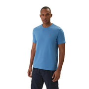 Napapijri T-shirt homme bleu clair à manches courtes en coton avec petit logo brodé sur la poitrine gauche
