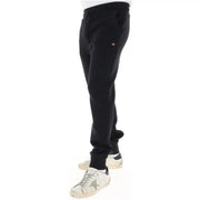 Napapijri Pantalon de jogging pour homme en molleton de coton noir avec un petit logo rouge et blanc sur la cuisse