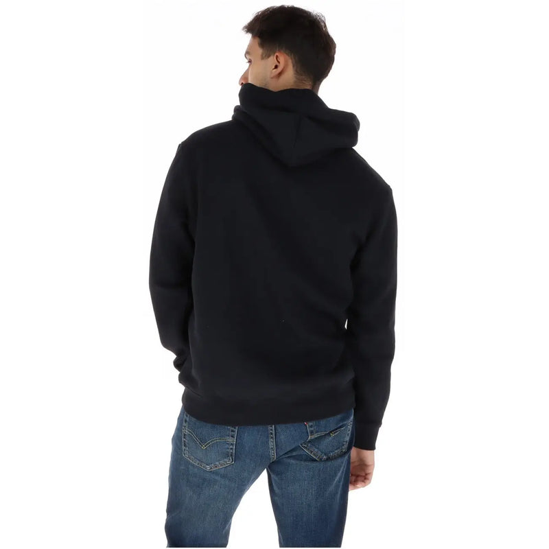 Napapijri mens black cotton hooded sweatshirt with soft smooth fabric and classic design shown from the back side