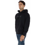 Napapijri mens black cotton hooded sweatshirt with a minimalist rectangular logo on the chest