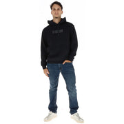 Napapijri mens black cotton hooded sweatshirt with a subtle rectangular logo on the chest