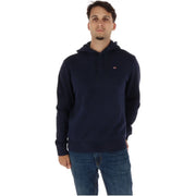 Napapijri Herren-Hoodie aus blauer Baumwolle mit marineblauer Kapuze und kleinem, gesticktem Logo auf der linken Brust