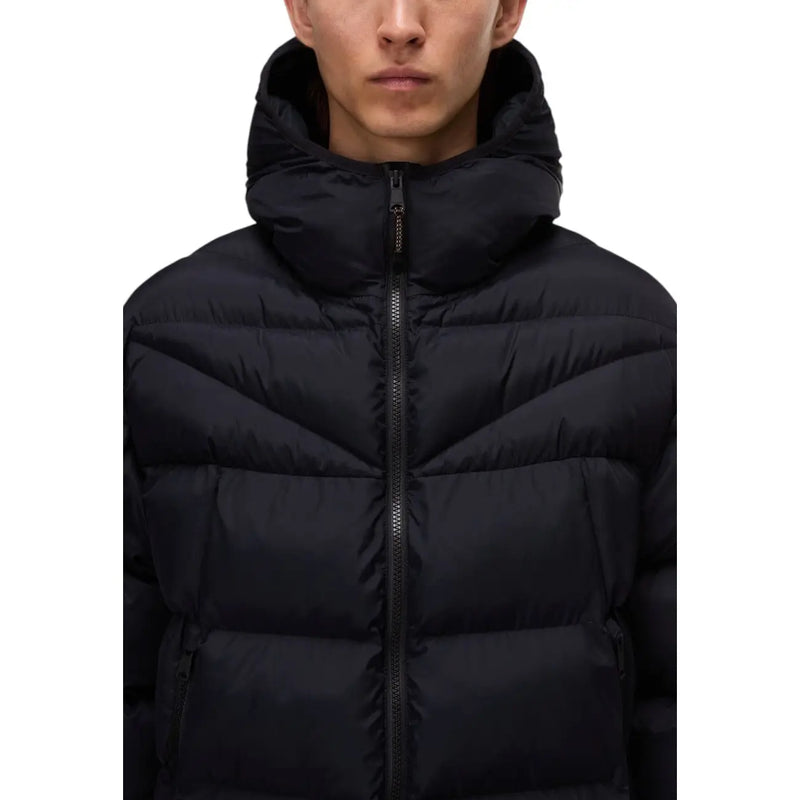 Napapijri Schwarze Steppjacke für Herren mit Kapuze, Vorderansicht