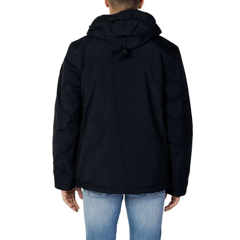 Napapijri Schwarze Steppjacke für Herren mit Kapuze und dezenten Ziernähten, Vorderansicht