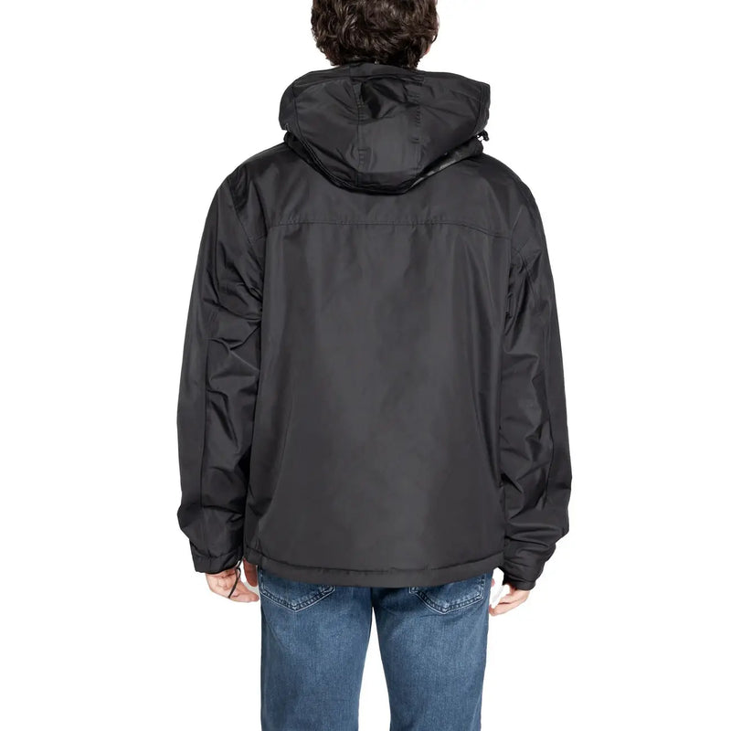 Napapijri Doudoune noire pour homme avec capuche et coutures discrètes, vue de face