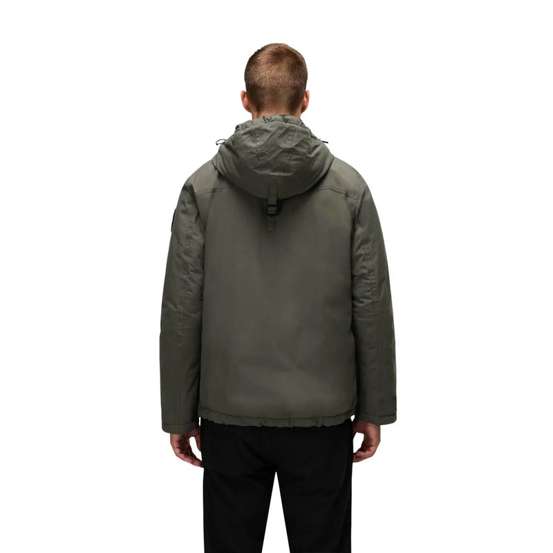 Napapijri puffer jacket Rainforest Winter 3 for men in olive green with hood and adjustable cuffs, front view