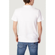 Napapijri white cotton polo shirt for men with short sleeves classic collar and subtle branding tags