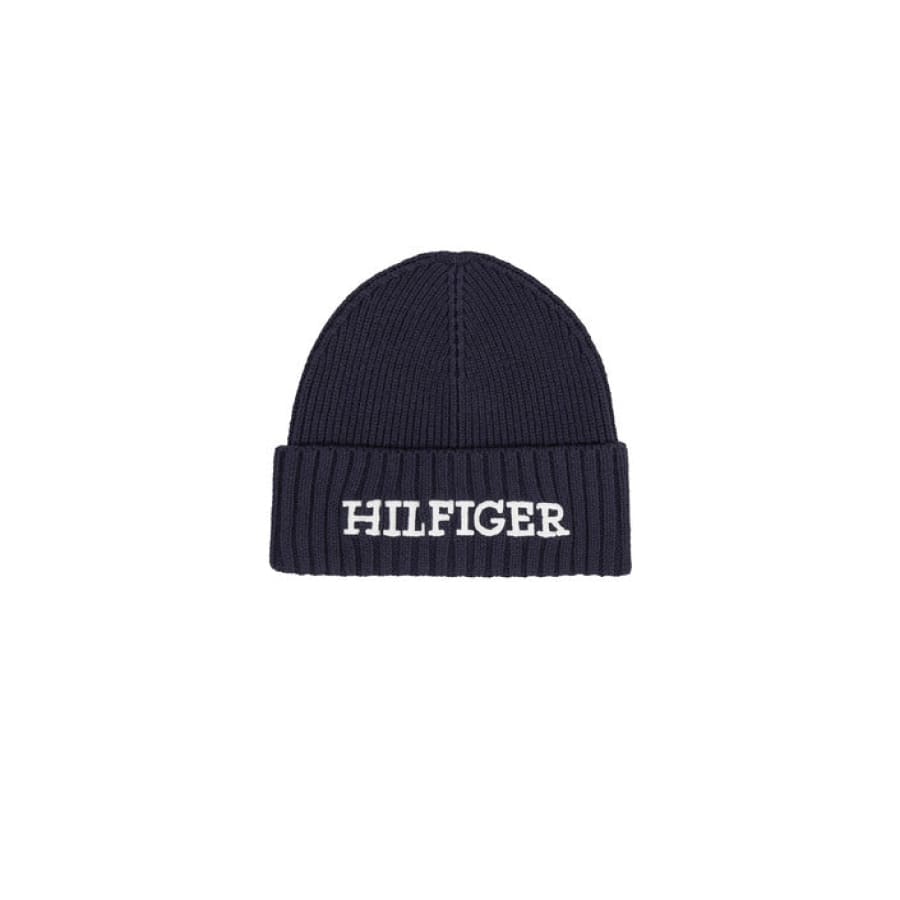 Tommy Hilfiger navy beanie with ’hige’ in white for men - Tommy Hilfiger cap