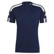 Navy blue Adidas T-shirt with white stripes displayed in Black Adidas T Shirt with White Stripes