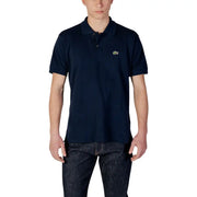 Navy blue Lacoste polo shirt made of cotton with a small green crocodile logo on the left chest