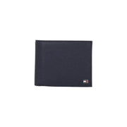 Navy blue leather wallet displayed in the Open Black Leather Wallet product image