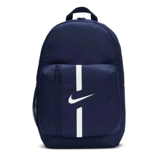 Marineblau Nike Rucksack mit weißem Swoosh-Logo und Streifen, abgebildet mit Nike Herrentasche