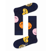 Navy Blue Basketball Socks with Basketball Pattern for Athletic and Casual Wear