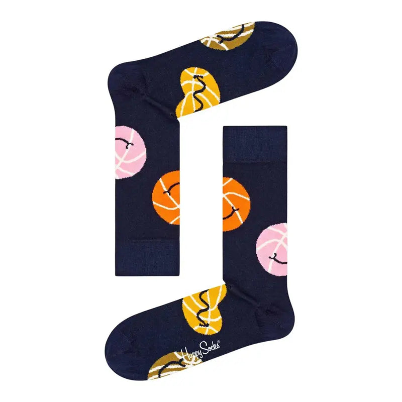 Navy Blue Basketball Socks featuring a detailed basketball pattern