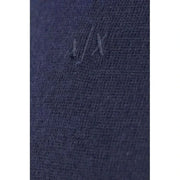 Navy blue textured fabric with subtle embroidered monogram in Armani Exchange Men Knitwear