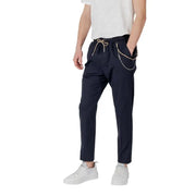 Navy blue drawstring trousers displayed as part of the Navy Blue Drawstring Trousers product