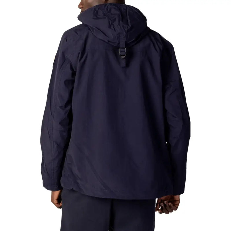 Navy Hooded Jacket with Mesh Lining displayed on a clothing retail website