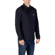 Navy long-sleeved polo shirt displayed on a mannequin for men’s fashion product listing