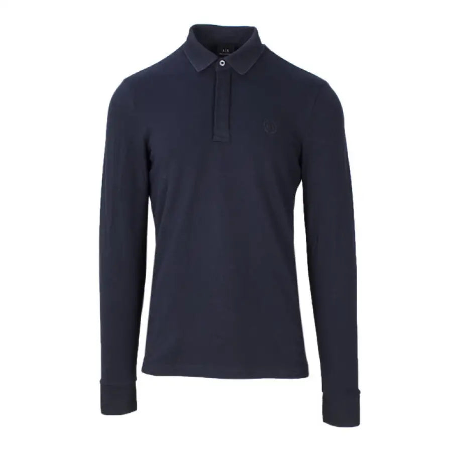 
                      
                        Armani Exchange navy polo shirt, urban style clothing with buttoned collar
                      
                    