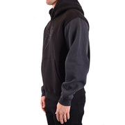 Schwarzer Herren-Hoodie von Neil Barrett aus Baumwolle mit zweifarbigem Design in Schwarz und Anthrazit und dezent gesticktem Blitz